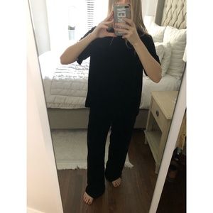 COS Black Velvet Wide Leg Pants